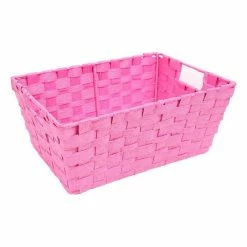 Budget ⌛ Hobbycraft Pink Paper Storage Basket 33cm X 23cm X 14cm ✨