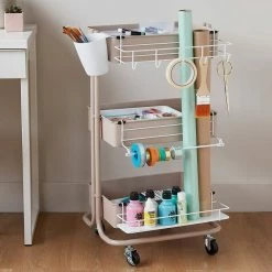 Budget ???? Hobbycraft White Trolley Tray ✔️ -Hobbycraft Shop 646363 1001 3 white trolley tray